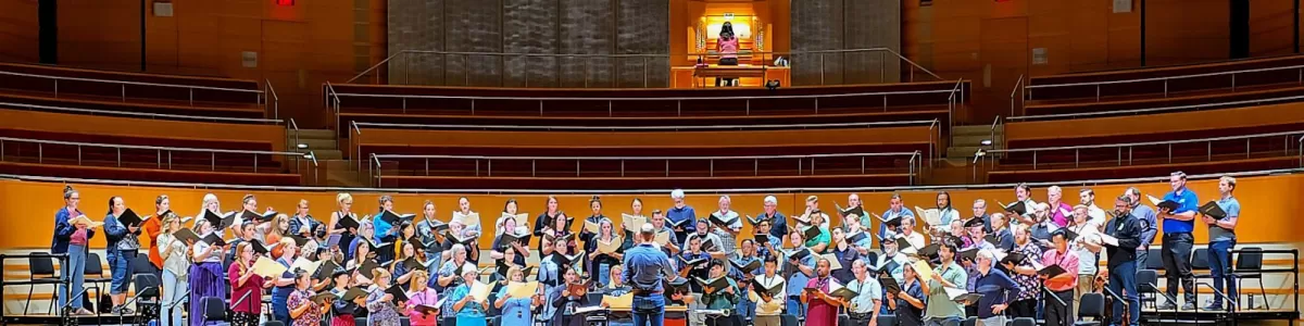 Pacific Chorale rehearses for Songs of the Soul at Segerstrom Concert Hall.